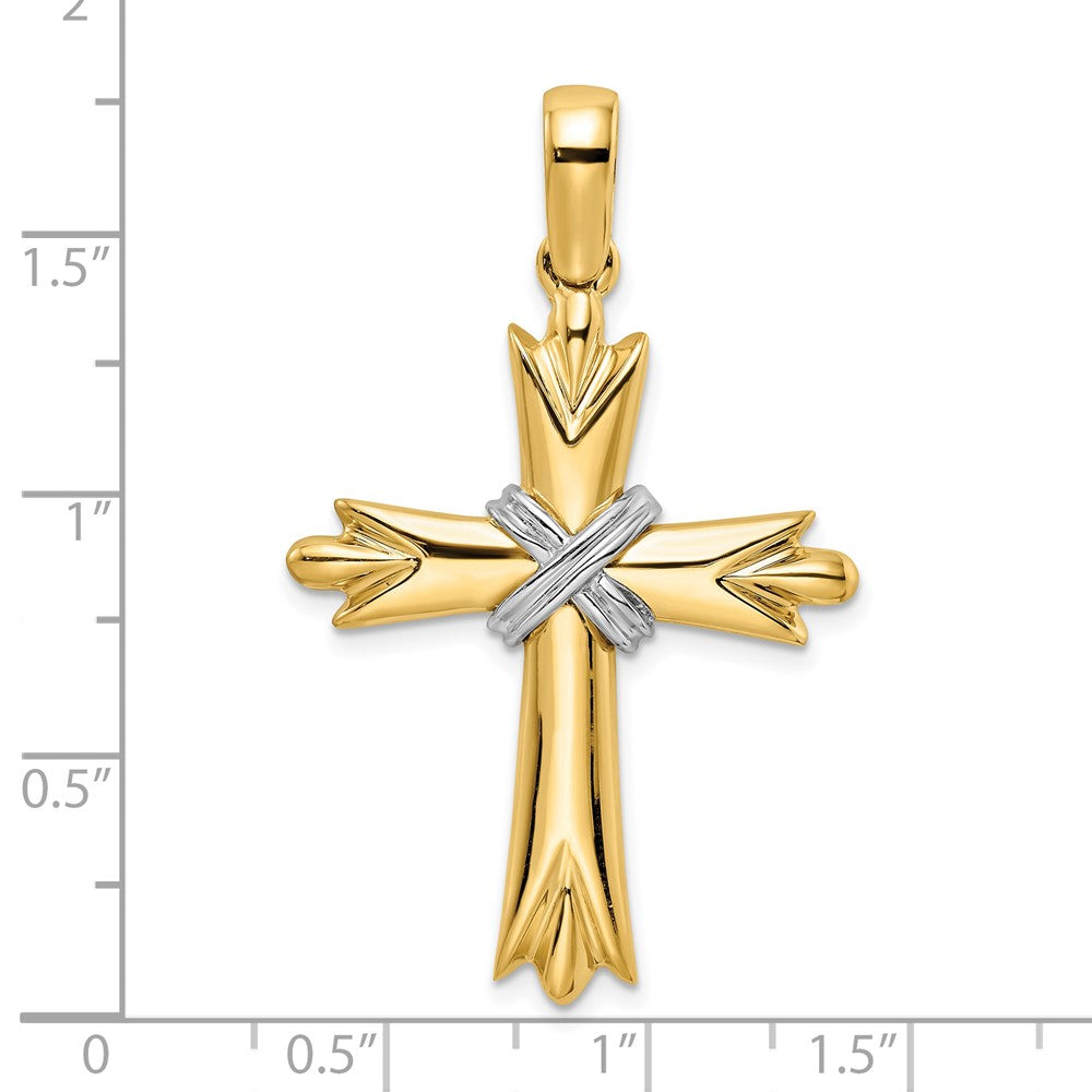 14k Two-tone Gold Polished w/ X-center Cross