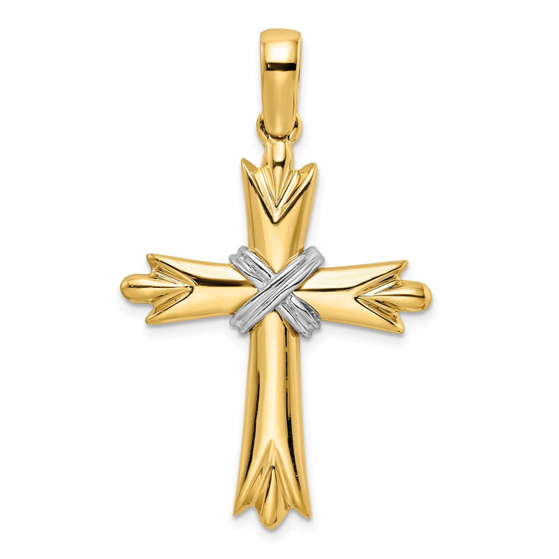 14k Two-tone Gold Polished w/ X-center Cross