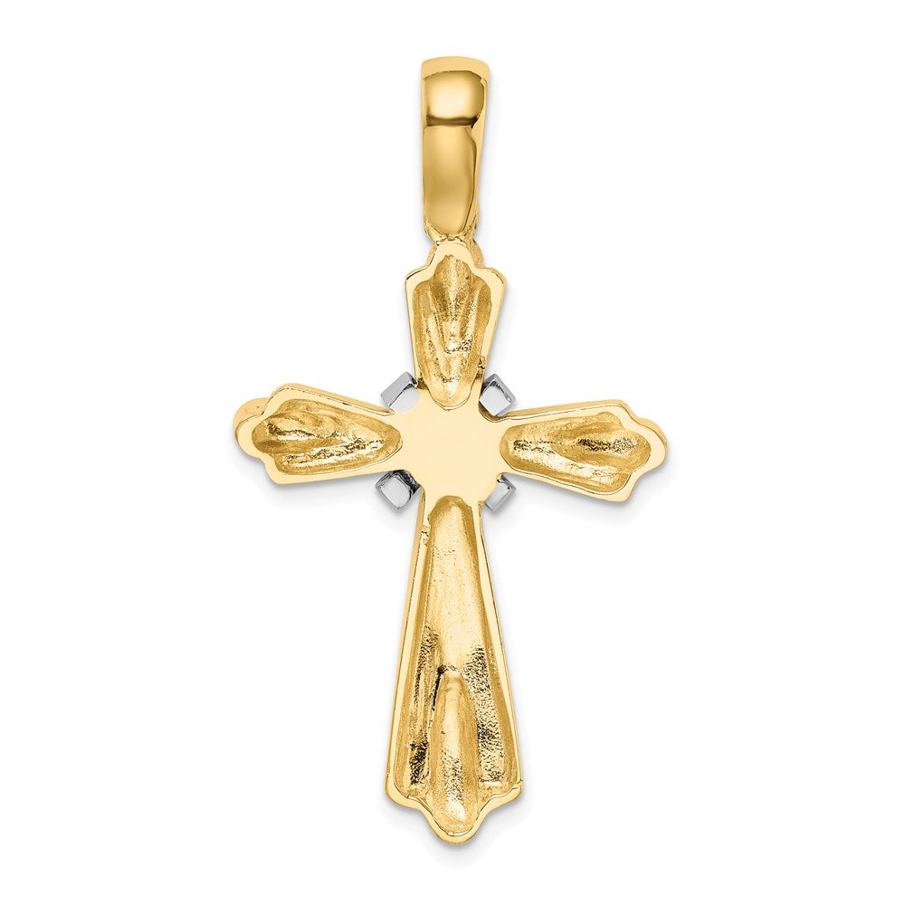 14k Two-tone Gold Rhodium  X  Center Polished Cross