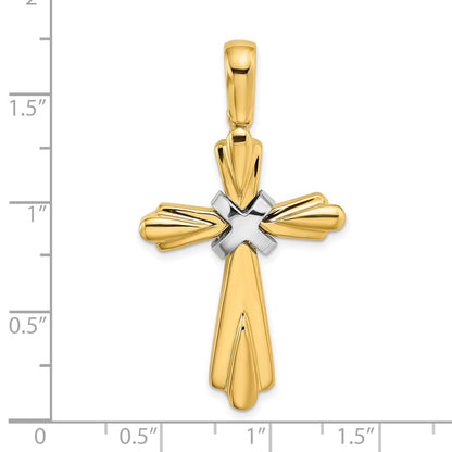 14k Two-tone Gold Rhodium  X  Center Polished Cross