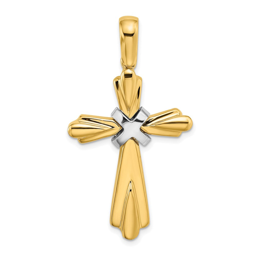 14k Two-tone Gold Rhodium  X  Center Polished Cross