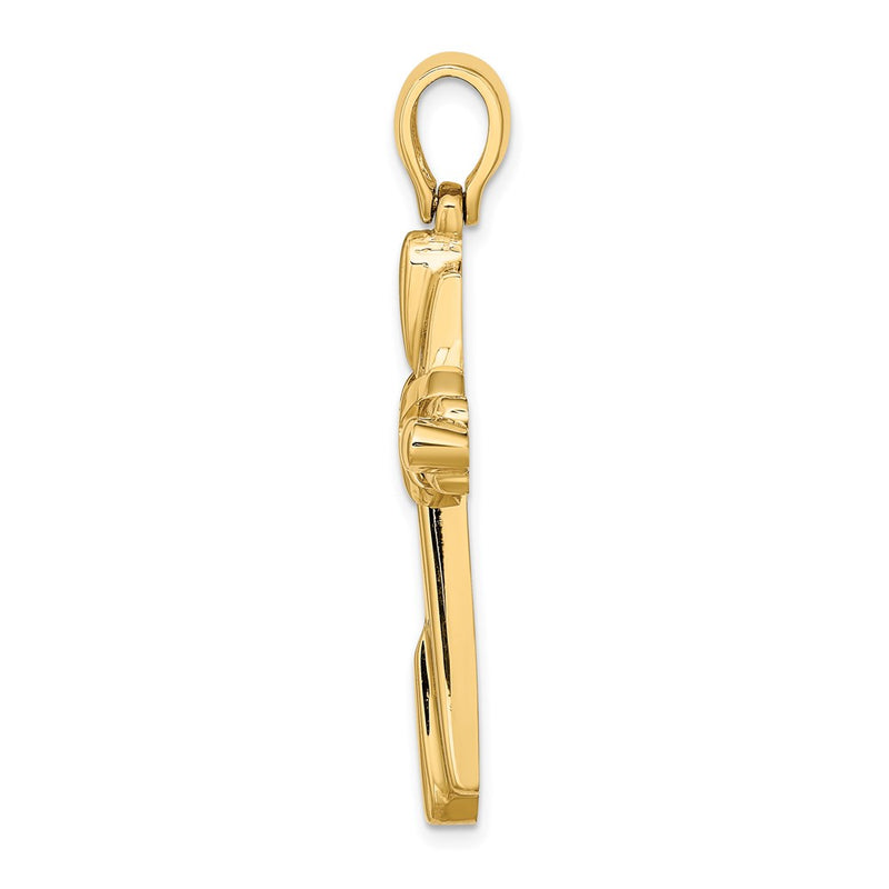 14k Yellow Gold  X  Center Polished Cross