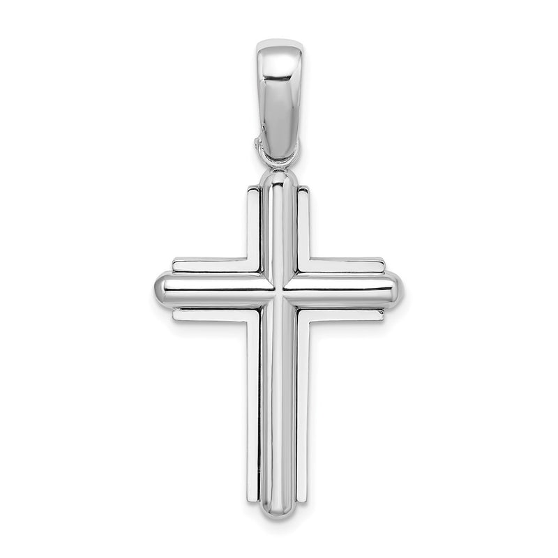 14k White Gold Beveled Cross Charm