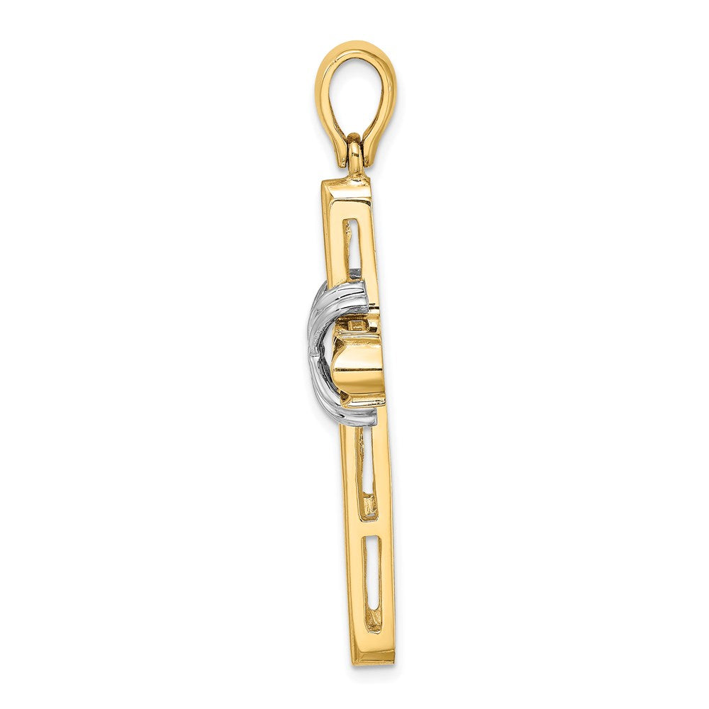 14k Two-tone Gold  X  Center Polished Cross