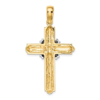 14k Two-tone Gold  X  Center Polished Cross