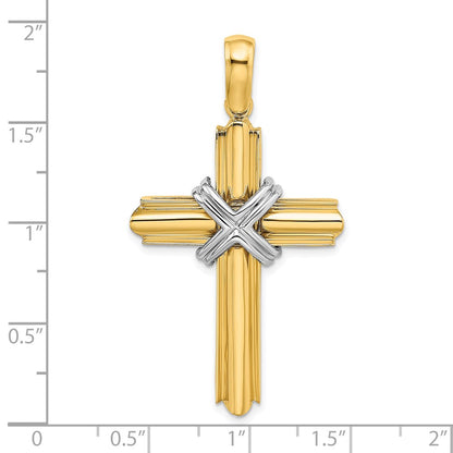 14k Two-tone Gold  X  Center Polished Cross