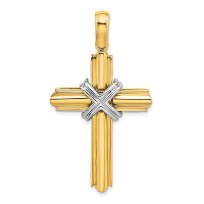 14k Two-tone Gold  X  Center Polished Cross