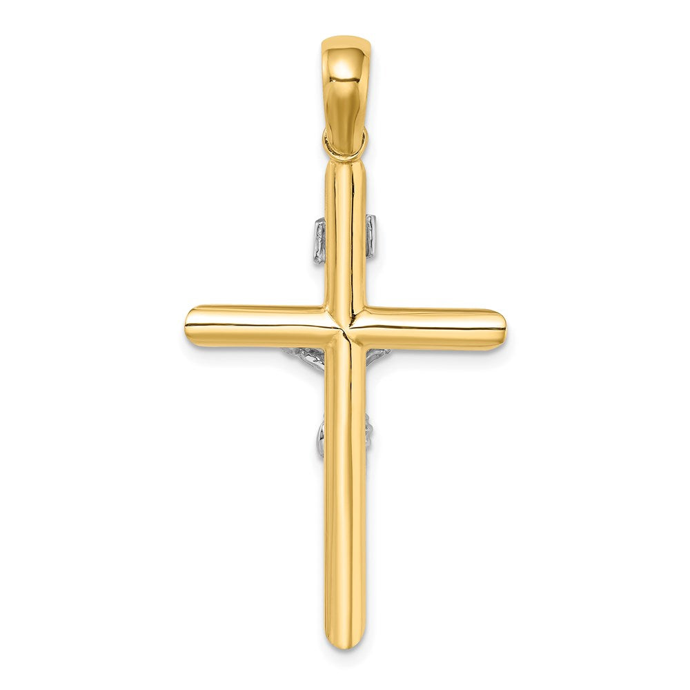 14k Two-tone Gold Polished Crucifix Charm