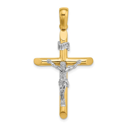 14k Two-tone Gold Polished Crucifix Charm