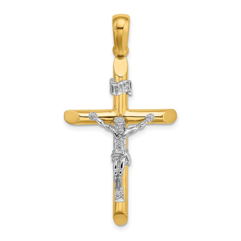 14k Two-tone Gold Polished Crucifix Charm