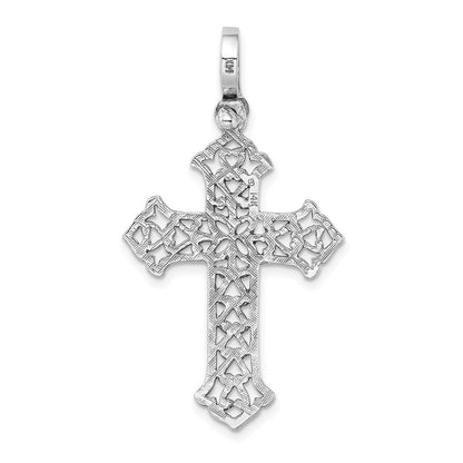 14k White Gold w/ Fancy Cut-Out Design Cross Charm