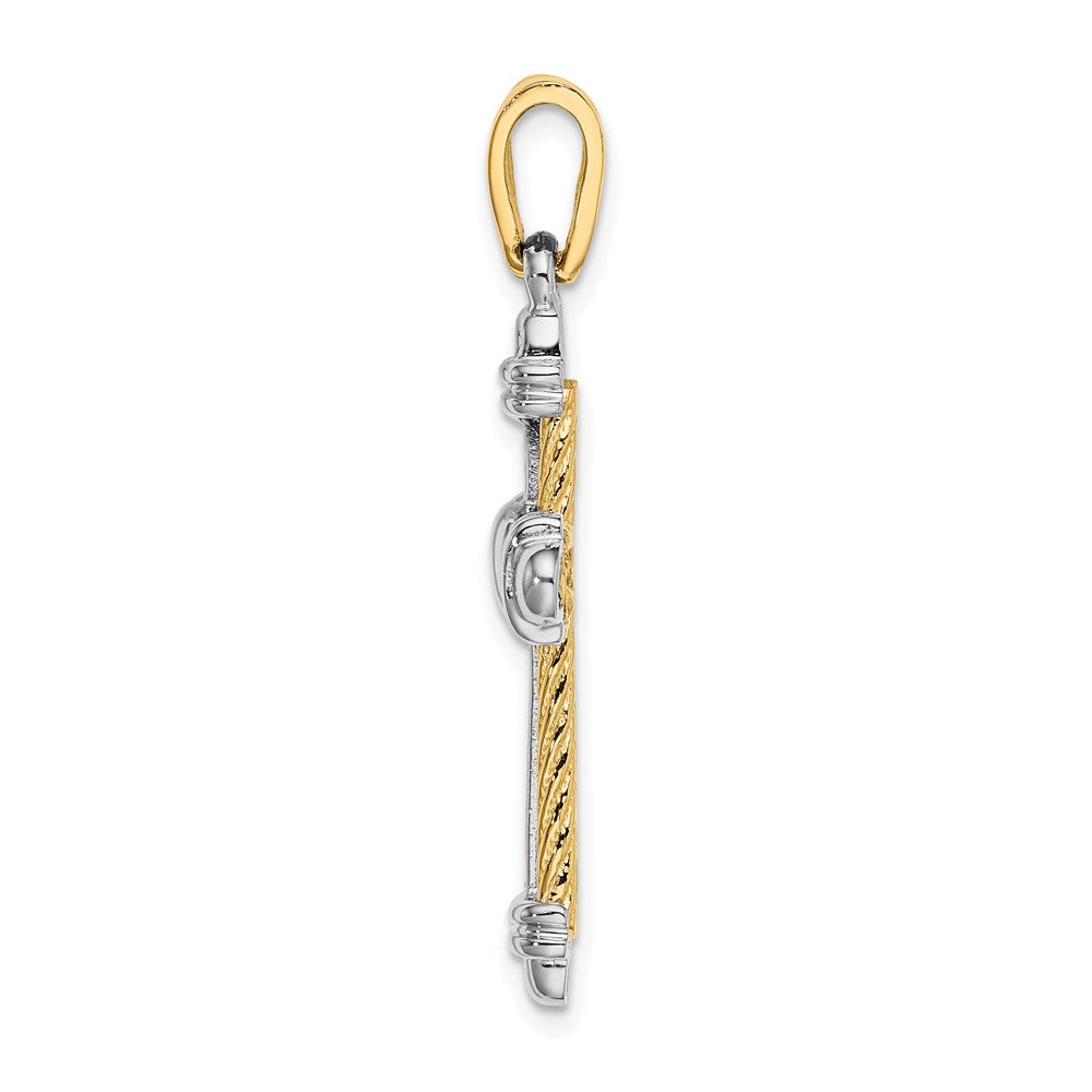 14k Two-tone Gold w/Rhodium Rope Design Cross Charm