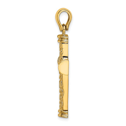 14k Yellow Gold Scroll w/Double Endcaps Cross Charm