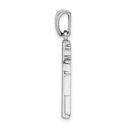 14k White Gold Beaded Cross Pendant