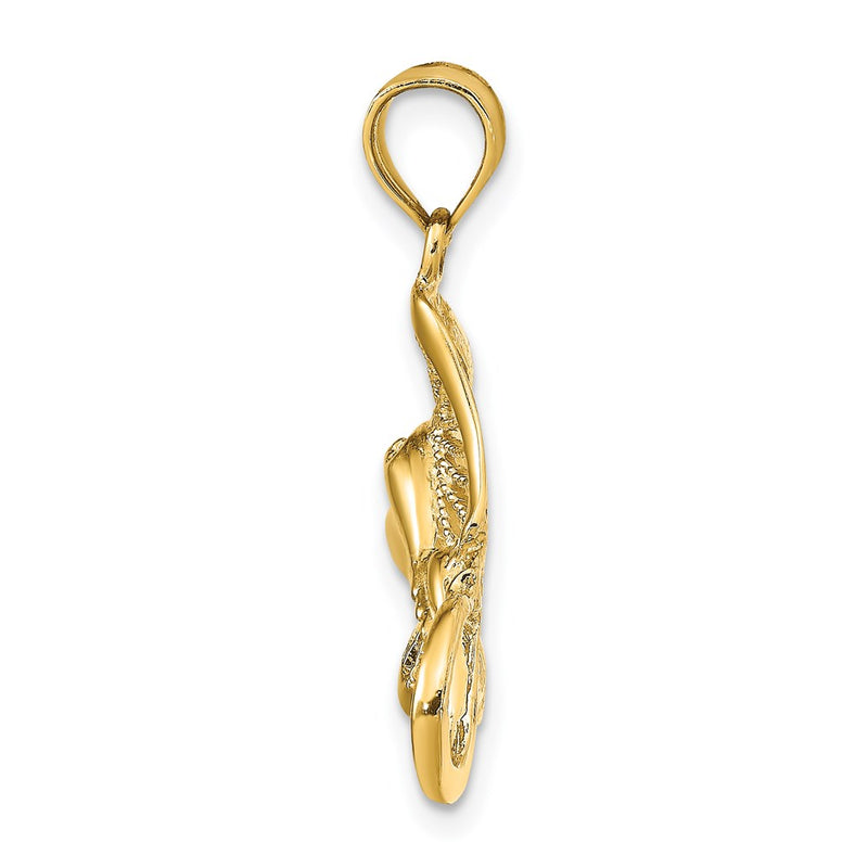 14k Yellow Gold Polished and Textured Accent Stingray Charm