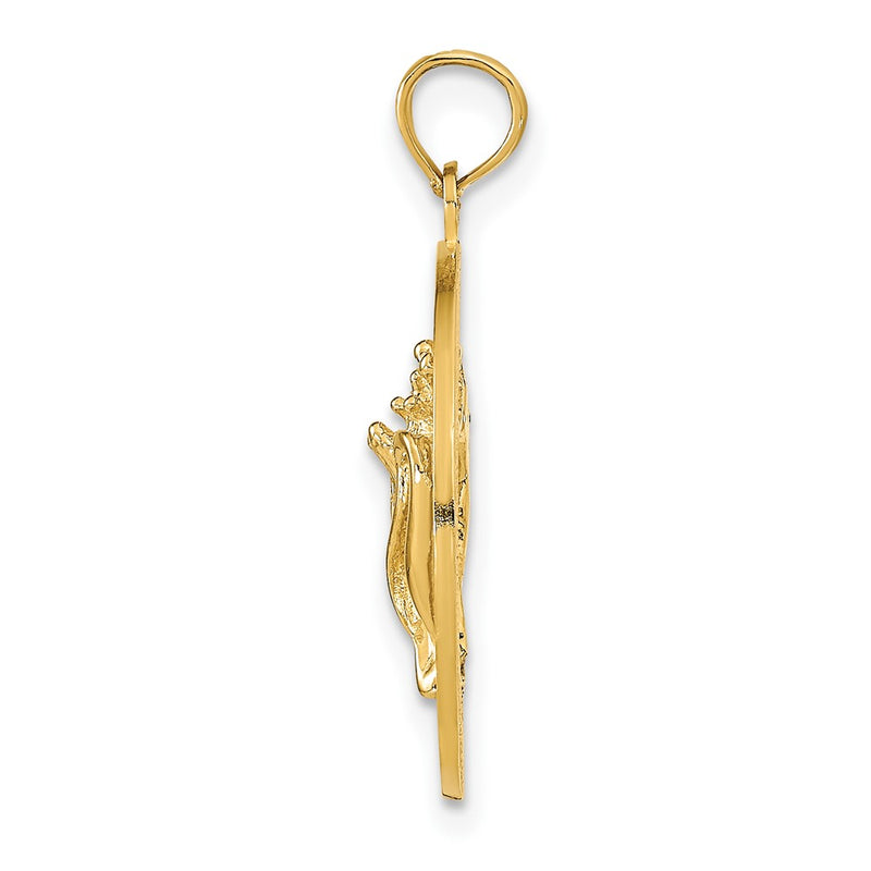 14k Yellow Gold NAGS HEAD and Conch Shell Pendant