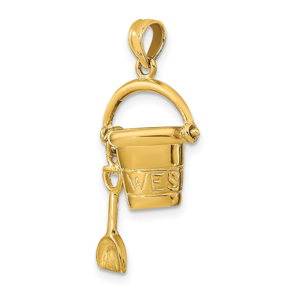 14k Yellow Gold  3D KEY WEST Pail and Shovel Pendant