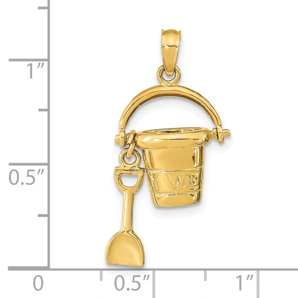 14k Yellow Gold  3D KEY WEST Pail and Shovel Pendant
