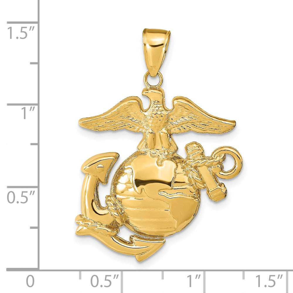 14k Yellow Gold Marine Corps Insignia Pendant