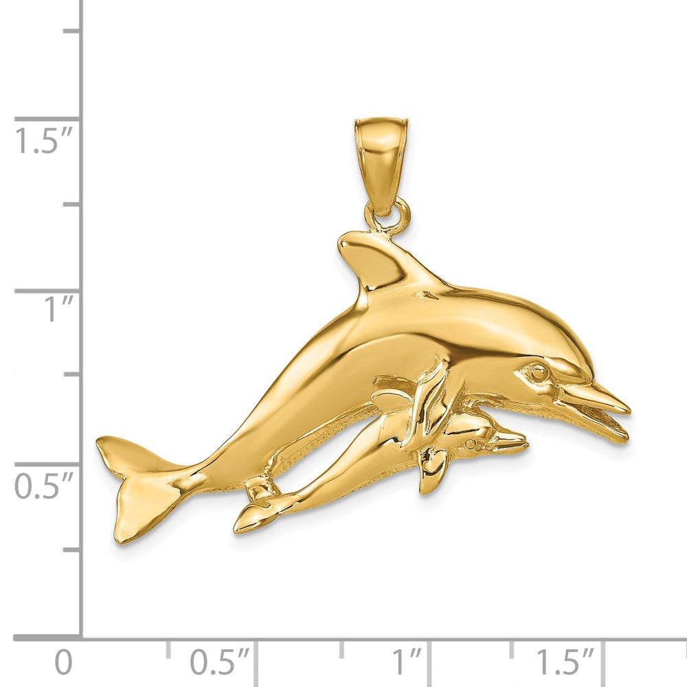 14k Yellow Gold Dolphins Pendant