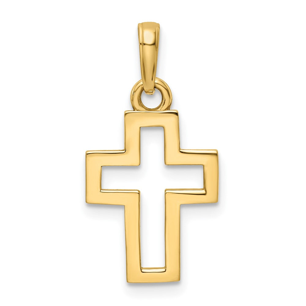 14k Yellow & Rhodium Gold w/Rhodium D/C Cross Pendant