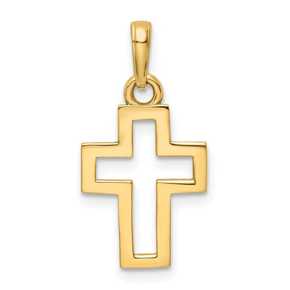 14k Yellow & Rhodium Gold w/Rhodium D/C Cross Pendant