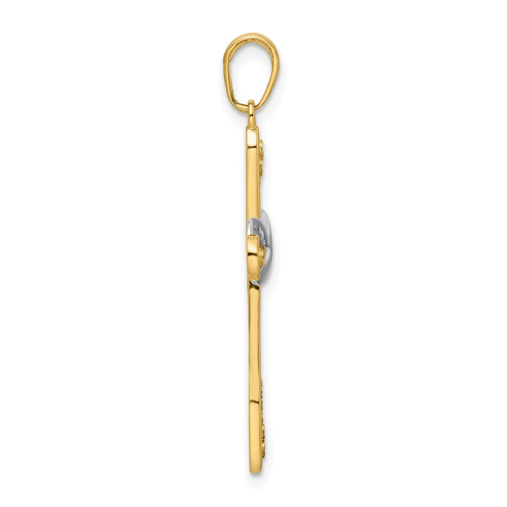 14k Yellow & Rhodium Gold w/Rhodium D/C Cross & Infinity Pendant