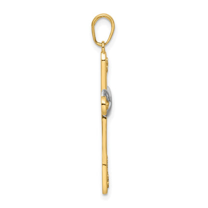 14k Yellow & Rhodium Gold w/Rhodium D/C Cross & Infinity Pendant