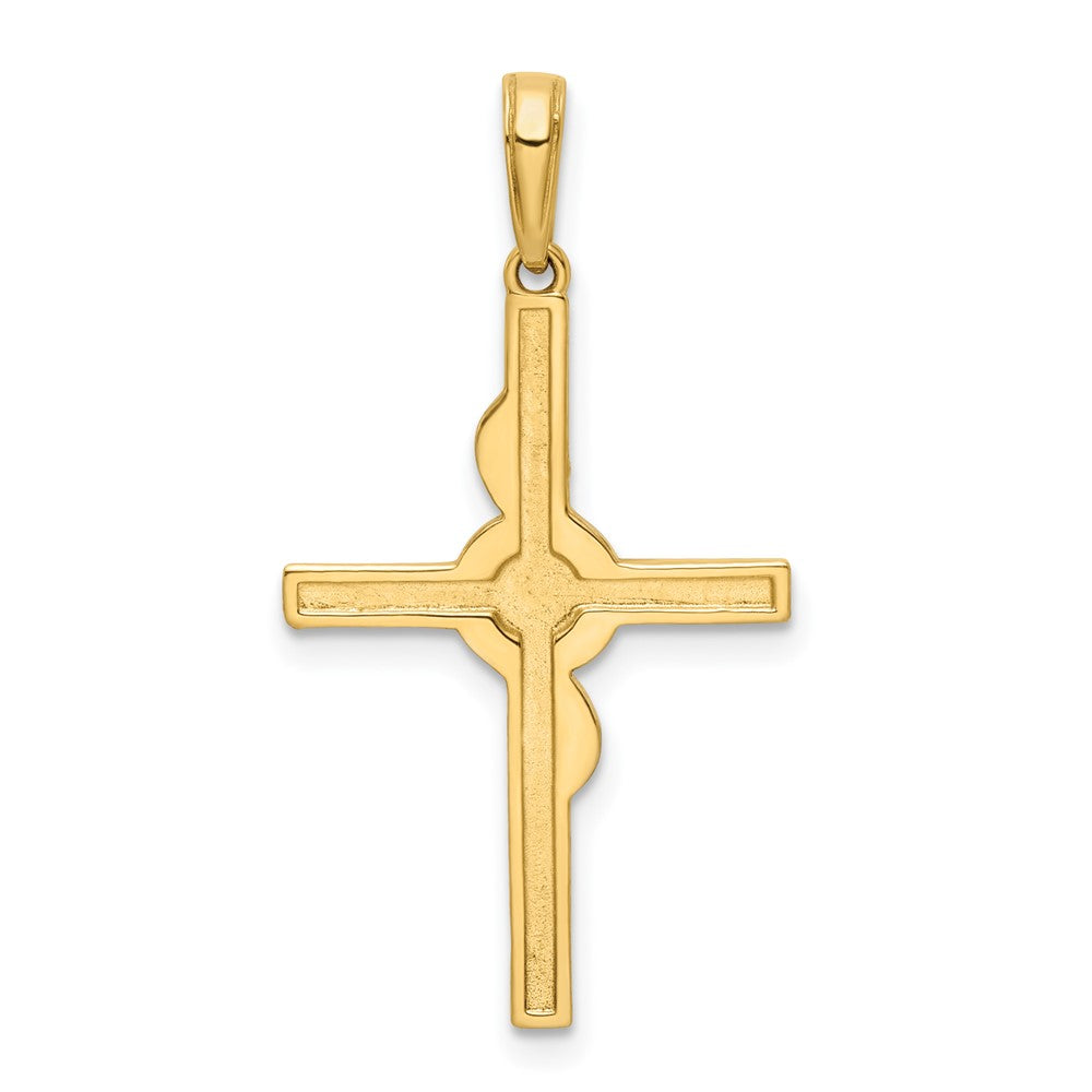 14k Yellow & Rhodium Gold w/Rhodium D/C Cross Pendant
