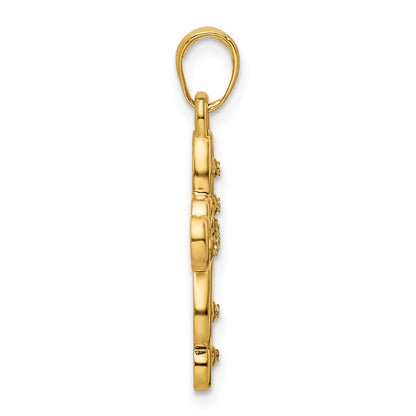 14k Yellow & Rhodium Gold w/Rhodium D/C Cross Pendant