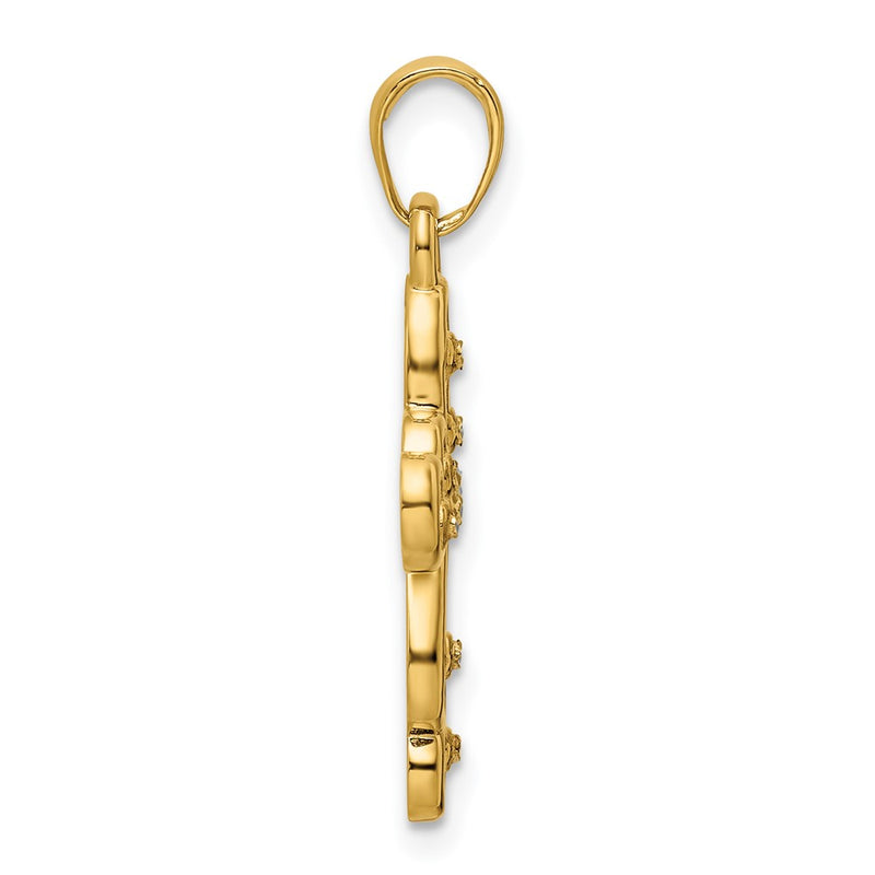 14k Yellow & Rhodium Gold w/Rhodium D/C Cross Pendant