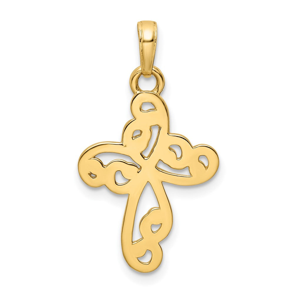 14k Yellow & Rhodium Gold w/Rhodium D/C Cross Pendant