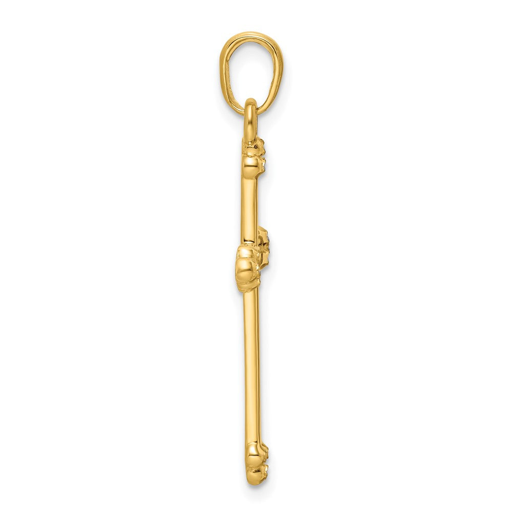 14k Yellow & Rhodium Gold w/Rhodium D/C Cross Pendant
