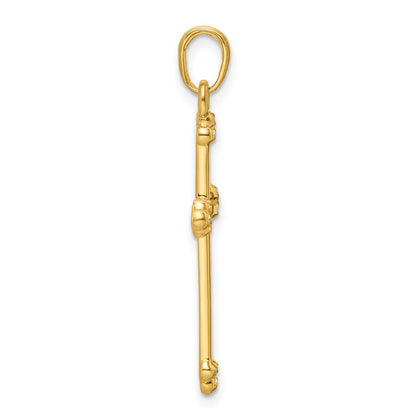 14k Yellow & Rhodium Gold w/Rhodium D/C Cross Pendant