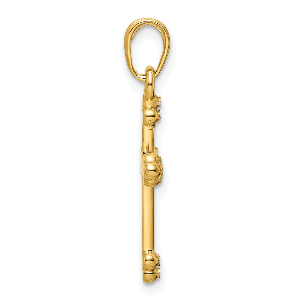 14k Yellow & Rhodium Gold w/Rhodium D/C Cross Pendant
