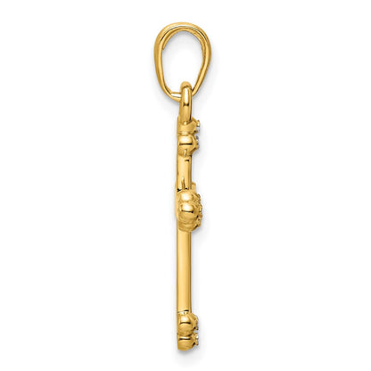 14k Yellow & Rhodium Gold w/Rhodium D/C Cross Pendant