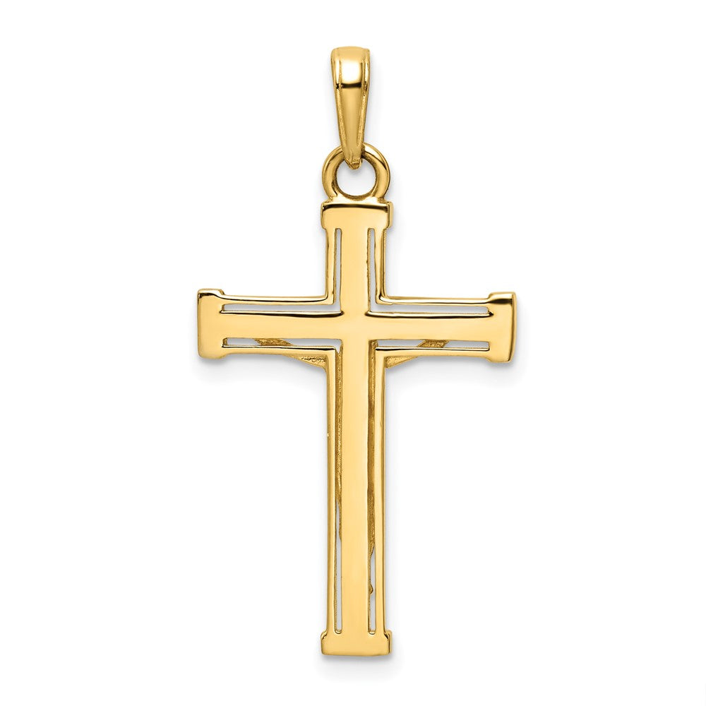 14k Yellow & Rhodium Gold w/Rhodium D/C Crucifix Pendant