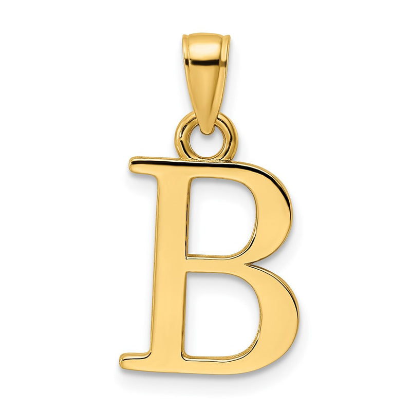 14k Yellow Gold Letter B Initial Pendant