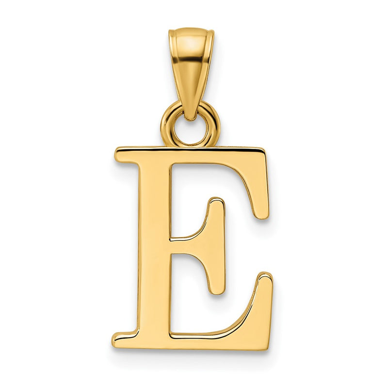 14k Yellow Gold Polished Letter E Pendant