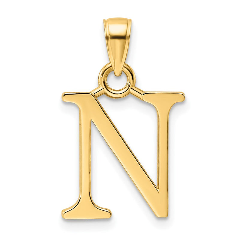 14k Yellow Gold Polished Letter N Pendant