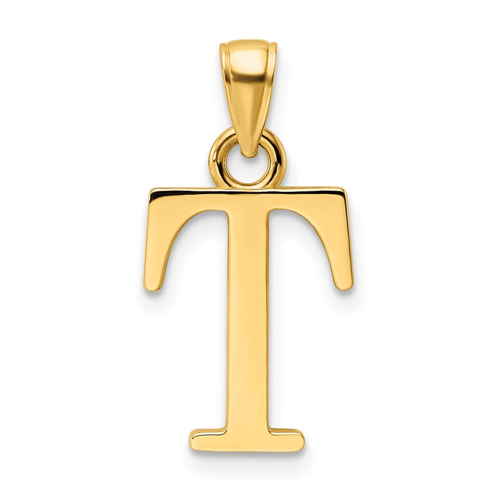 14k Yellow Gold Polished Letter T Pendant