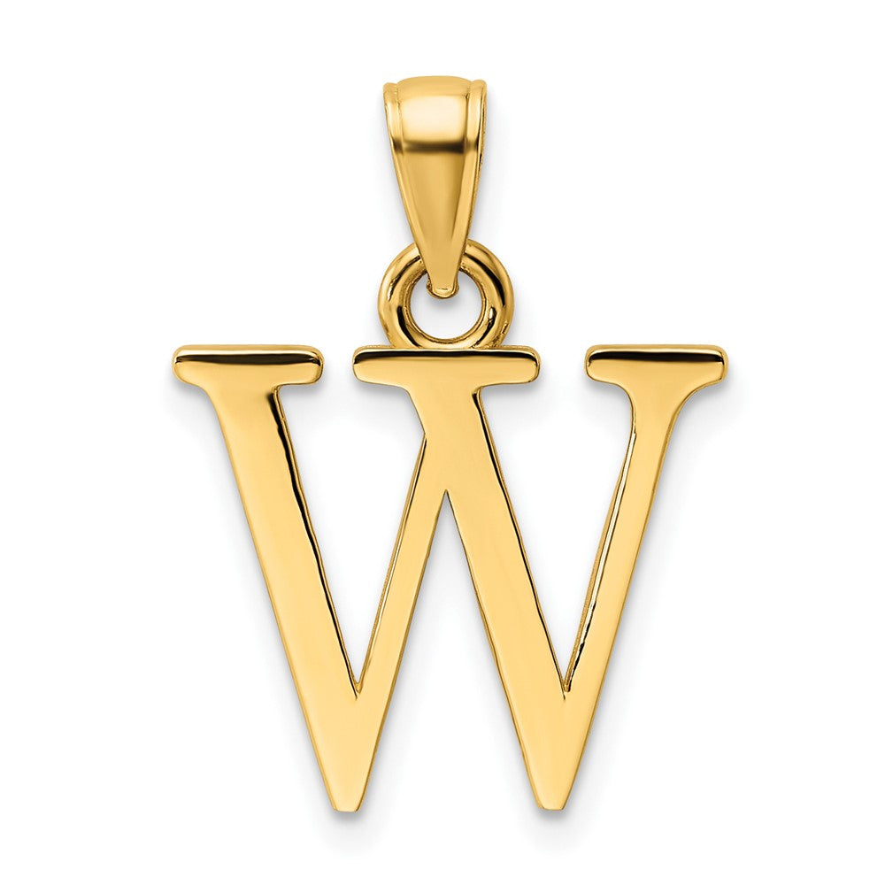 14k Yellow Gold Polished Letter W Pendant