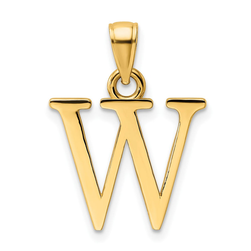 14k Yellow Gold Polished Letter W Pendant