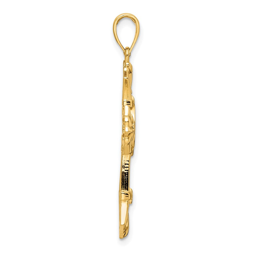 14k Yellow Gold Polished Fancy Cross Pendant