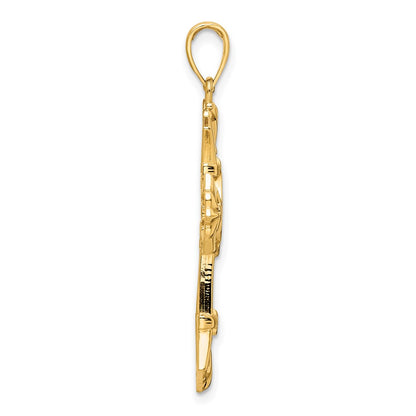 14k Yellow Gold Polished Fancy Cross Pendant