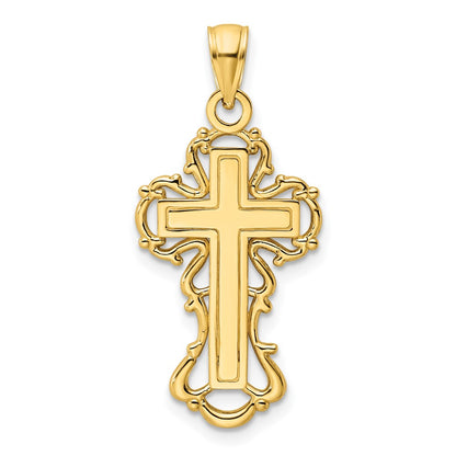 14k Yellow Gold Polished Cross Pendant