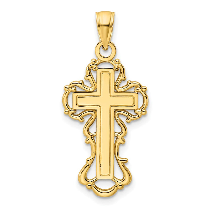 14k Yellow Gold Polished Cross Pendant