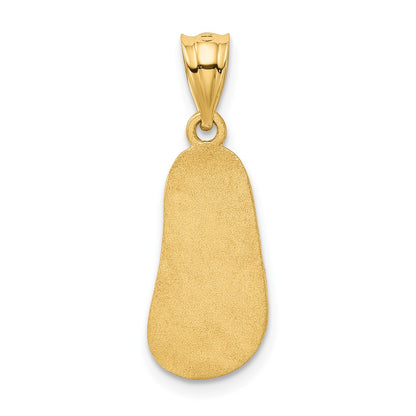 14k Yellow Gold Solid 3-D Red Enameled Sandal Pendant
