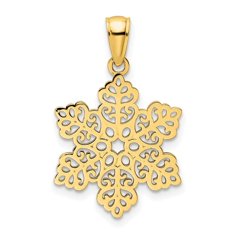 14k Yellow Gold Polished Snowflake Pendant