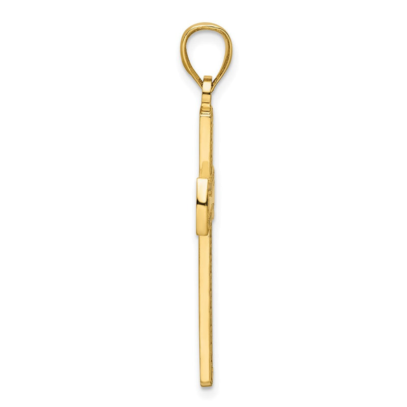 14k Yellow Gold Polished Beaded Cross Pendant